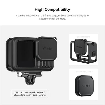 AMAGISN For GoPro Hero 13 Magnetic Metal Quick Release Mount Dual Interface Adapter Base Accessory