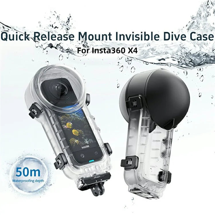 AMAGISN For Insta360 X4 Case Quick Release PC Camera 50m Underwater Diving Cover