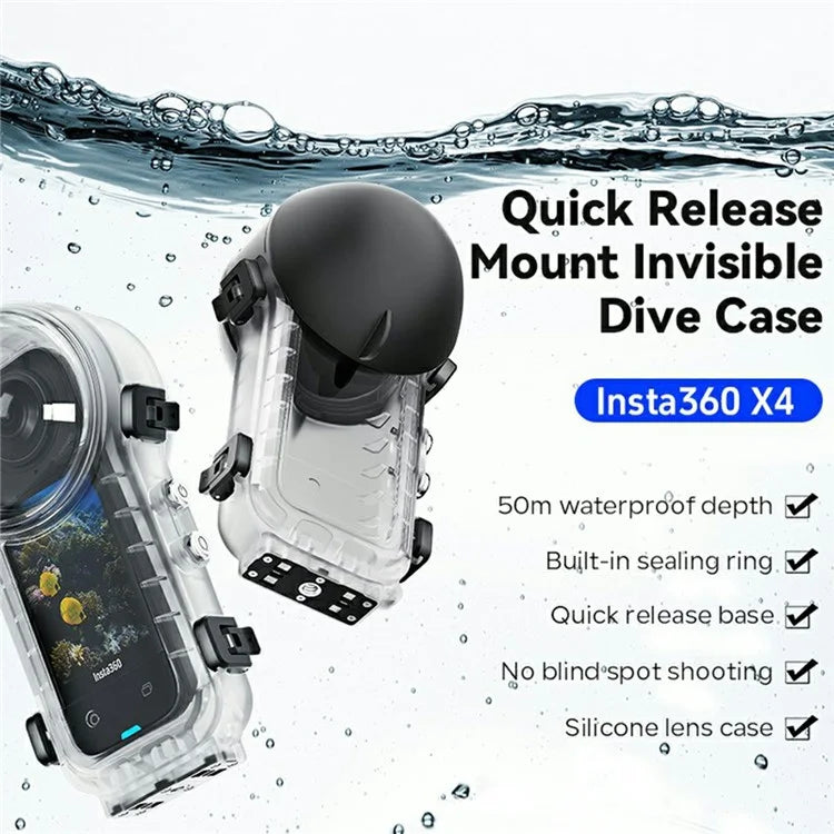 AMAGISN For Insta360 X4 Case Quick Release PC Camera 50m Underwater Diving Cover