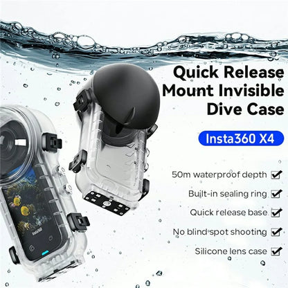 AMAGISN For Insta360 X4 Case Quick Release PC Camera 50m Underwater Diving Cover