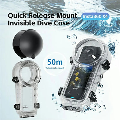 AMAGISN For Insta360 X4 Case Quick Release PC Camera 50m Underwater Diving Cover