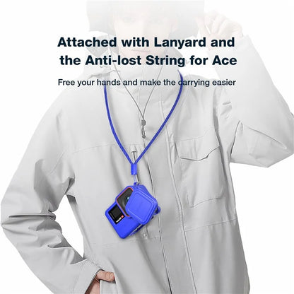 AMAGISN For Insta360 Ace Pro Action Camera Silicone Case Anti-scratch Protective Cover with 2 Straps