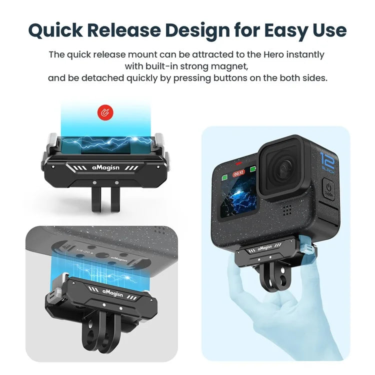 AMAGISN For GoPro Hero Magnetic Aluminum Alloy Camera Quick Release Mount Adapter