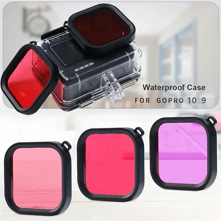 Accessories Kit for GoPro Hero 12 11 10 9 Waterproof Housing Tempered Glass Flim Filters