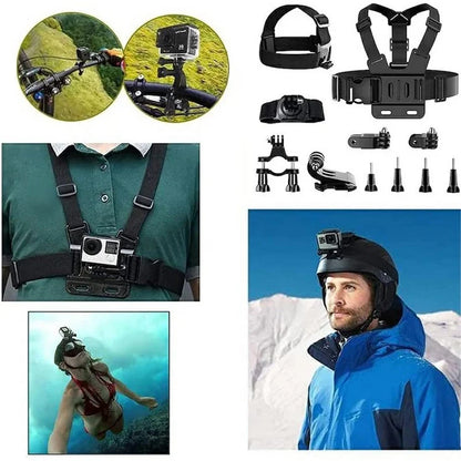 11-in-1 Universal Chest Mount Head Strap Outdoor Kit Set for Action Camera