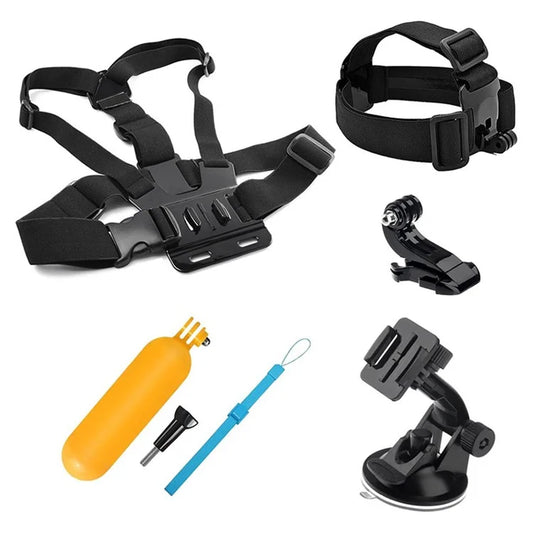 5-in-1 Accessories Kit for GoPro Hero Camera Outdoor Cycling Diving Parts with Chest Strap, Head Strap, Floating Grip