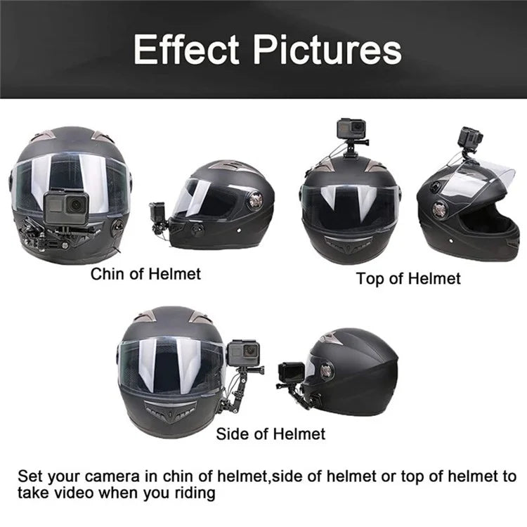 For GoPro Hero 9 / 10 / 11 / 12 Motorcycle Bicycle Helmet Mount Kit, 34-Piece Set Compatible with Sjcam, Xiaoyi, DJI