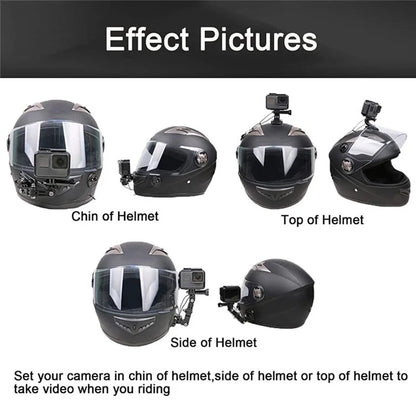 For GoPro Hero 9 / 10 / 11 / 12 Motorcycle Bicycle Helmet Mount Kit, 34-Piece Set Compatible with Sjcam, Xiaoyi, DJI