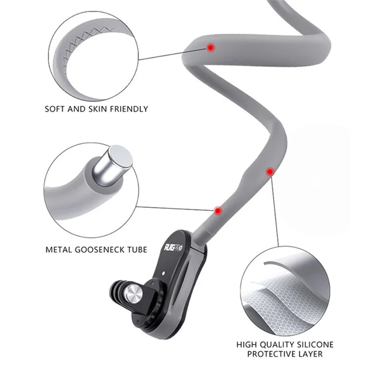 RUIGPRO For GoPro / Insta360 / DJI Action Camera Magnetic Neck Mount Bracket + Anti-shake Rope + Rotating Base