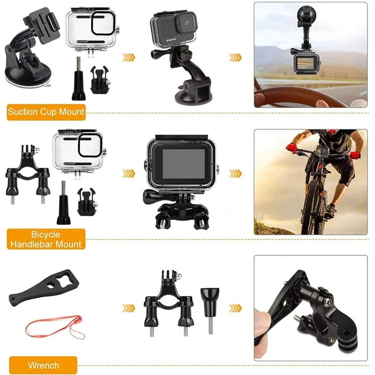 42-in-1 Accessories for GoPro Hero 9 / 10 / 11 / 12 Action Camera Chest Strap 60m Waterproof Case Lens Filter Set