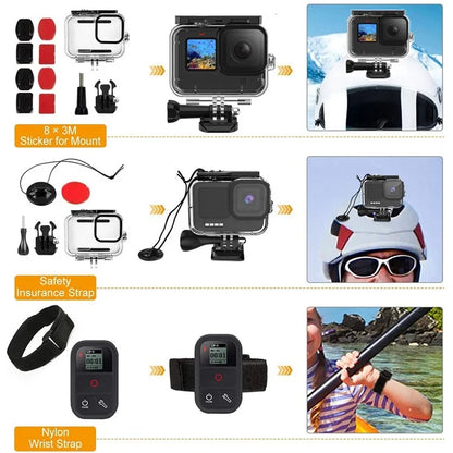42-in-1 Accessories for GoPro Hero 9 / 10 / 11 / 12 Action Camera Chest Strap 60m Waterproof Case Lens Filter Set