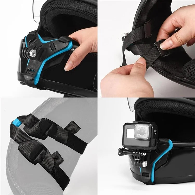 4-in-1 Motorcycle Helmet Chin Strap Mount Compatible with GoPro Insta 360 Session