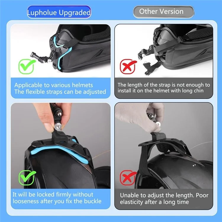 4-in-1 Motorcycle Helmet Chin Strap Mount Compatible with GoPro Insta 360 Session