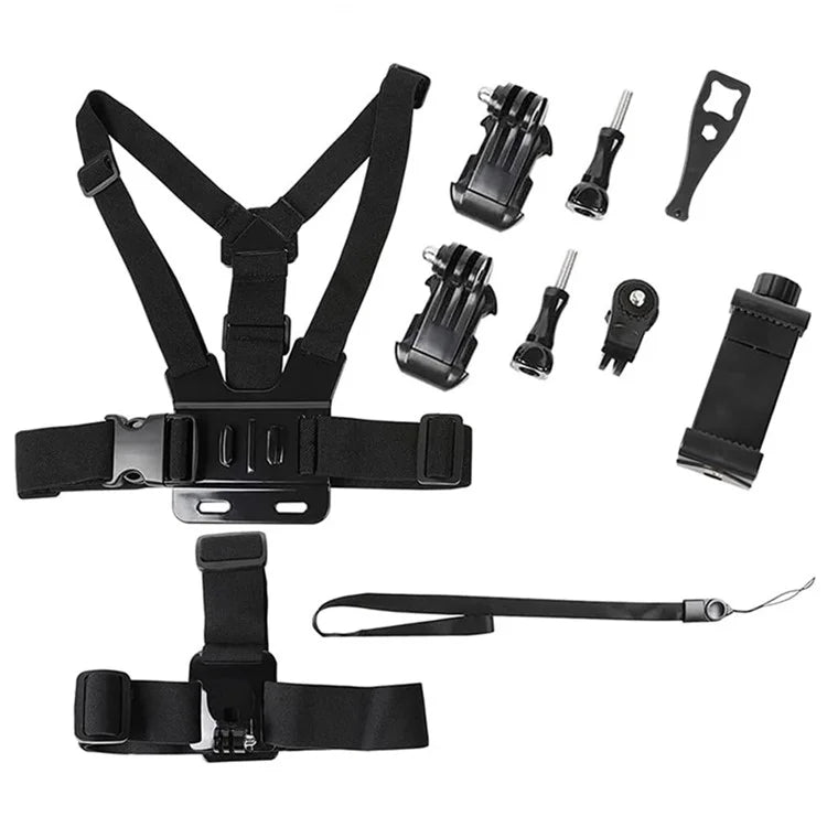 Universal Camera Chest Head Mount Strap Plastic+Alloy+Nylon Phone Clip Holder Bracket