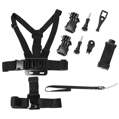 Universal Camera Chest Head Mount Strap Plastic+Alloy+Nylon Phone Clip Holder Bracket