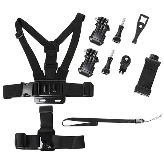 Universal Camera Chest Head Mount Strap Plastic+Alloy+Nylon Phone Clip Holder Bracket