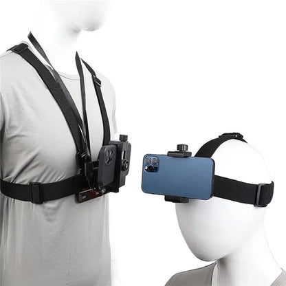Universal Camera Chest Head Mount Strap Plastic+Alloy+Nylon Phone Clip Holder Bracket