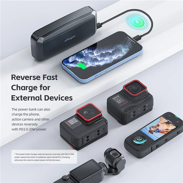 AMAGISN For Insta360 X3 Portable Battery Charging Box Action Camera Dual Battery Fast Charging Case
