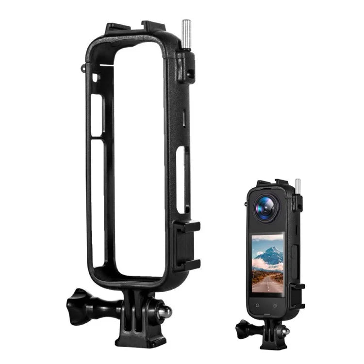 For Insta360 X4 Sports Camera Plastic Protective Frame with 2 Cold Shoe Interface