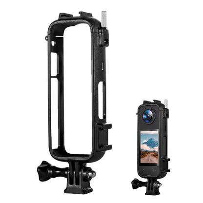 For Insta360 X4 Sports Camera Plastic Protective Frame with 2 Cold Shoe Interface