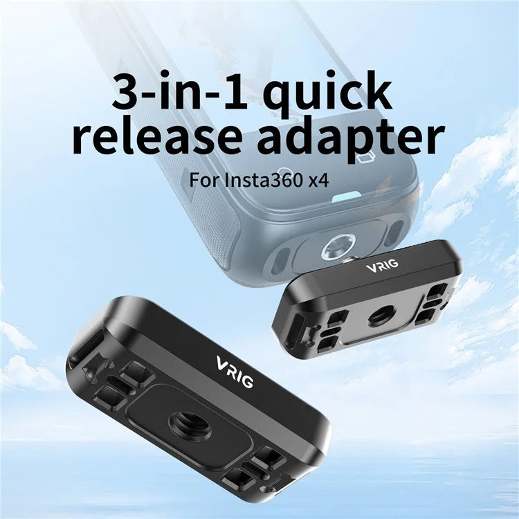 VRIG For Insta360 X4 Camera Adapter Metal Base Connector with ACE+1 / 4 Inch+For DJI-AC 3-In-1 Interfaces