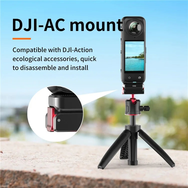 VRIG For Insta360 X4 Camera Adapter Metal Base Connector with ACE+1 / 4 Inch+For DJI-AC 3-In-1 Interfaces