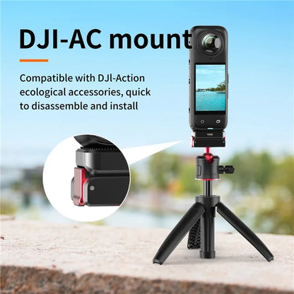 VRIG For Insta360 X4 Camera Adapter Metal Base Connector with ACE+1 / 4 Inch+For DJI-AC 3-In-1 Interfaces