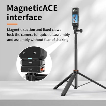 VRIG For Insta360 X4 Camera Adapter Metal Base Connector with ACE+1 / 4 Inch+For DJI-AC 3-In-1 Interfaces