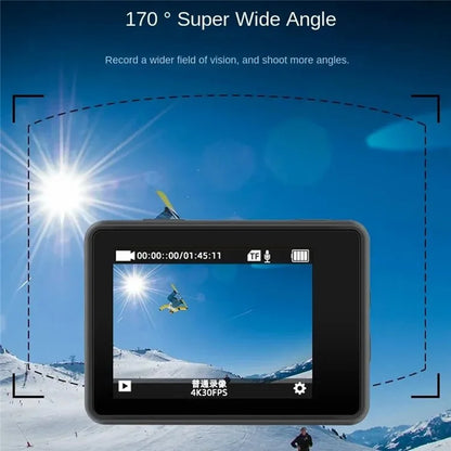 F300AB-R 2 Inch 4K 30fps WiFi Action Camera with HD Touch Screen 30m Underwater Camera with Waterproof Case