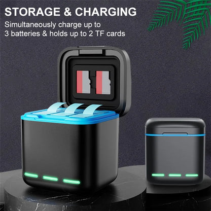 GP-810 For GoPro Hero 5 / 6 / 7 / 8 Rechargeable 3-Battery Charger Station Storage Case