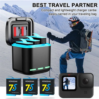 GP-810 For GoPro Hero 5 / 6 / 7 / 8 Rechargeable 3-Battery Charger Station Storage Case