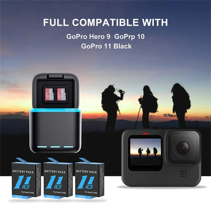 GP-910 Charging Box for GoPro Hero 11 / 10 / 9 Sports Camera Three Battery Storage Case
