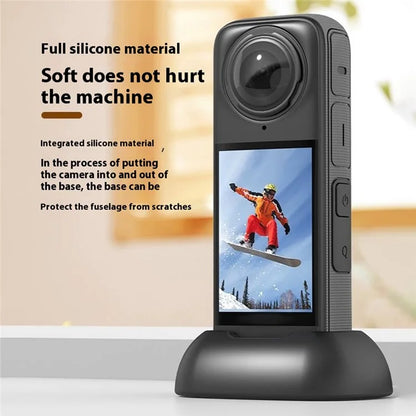 FLYMILE For Insta360 X4 Sports Camera Silicone Desktop Fixed Stand Upright Base