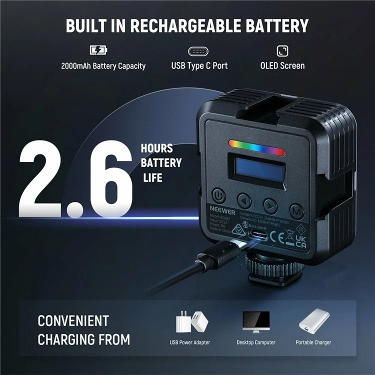 NEEWER RGB62 Magnetic RGB Video Light 360 Degree Full Color LED Camera Light