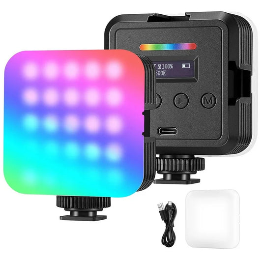 NEEWER RGB61 Magnetic RGB Video Light 360 Degree Full Color  LED Camera Light with 3 Cold Shoe Mounts