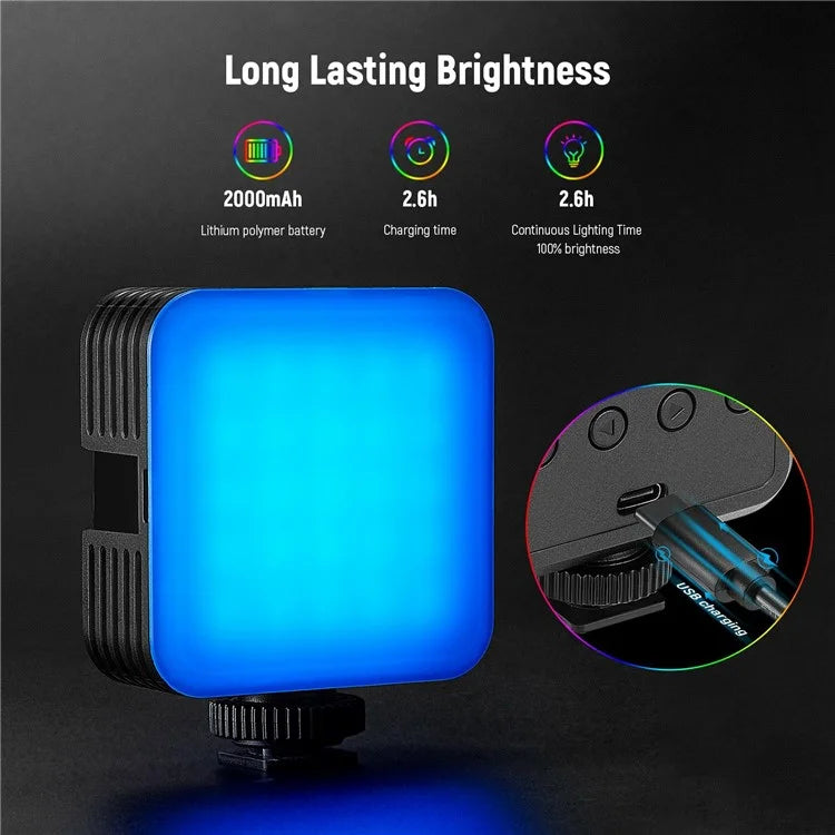 NEEWER RGB61 Magnetic RGB Video Light 360 Degree Full Color  LED Camera Light with 3 Cold Shoe Mounts