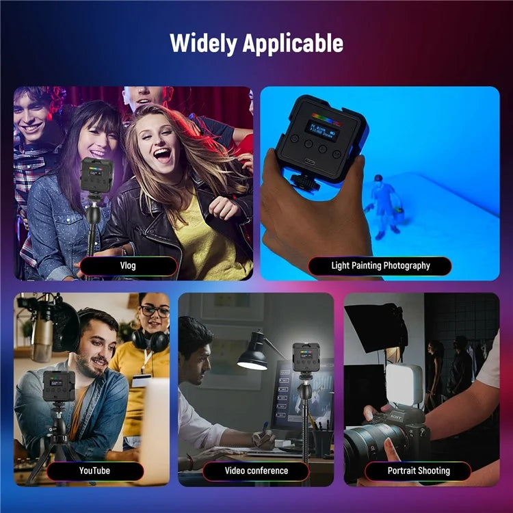 NEEWER RGB61 Magnetic RGB Video Light 360 Degree Full Color  LED Camera Light with 3 Cold Shoe Mounts