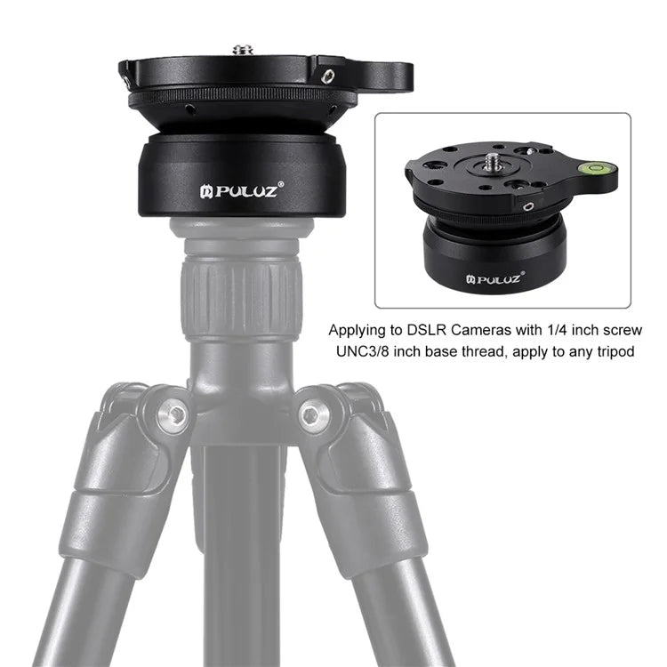 PULUZ PU3508 1 / 4 Inch Thread Dome Panoramic Tripod Head Leveling Head Base with Bubble Level