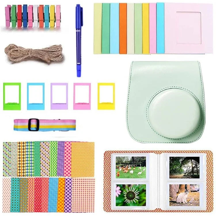 9-in-1 Accessories Kit for FujiFilm Instax Mini 12 / 11 / 9 Include Case / Album / Frames / Stickers / Pen Marker