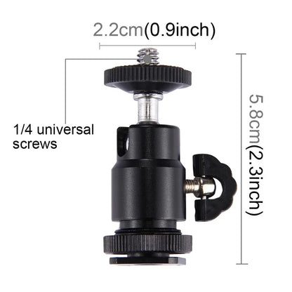 PULUZ PU211 Mini Ball Head Hot Shoe Tripod Head 1 / 4 inch Tripod Screw Head with Lock