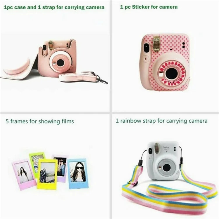 Accessories Kit for Fujifilm Instax Mini 11 Instant Camera Parts with Protective PU Leather Case, Photo Album, Frames, DIY Sticker, Filter
