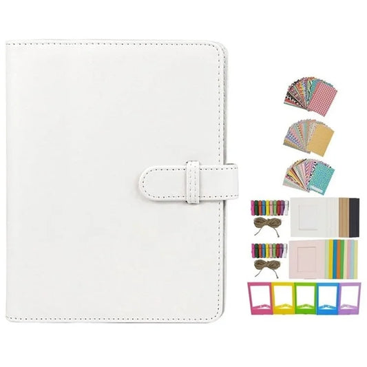 For Instax 3-inch Photos 256 Pockets PU Leather+PVC Album Frame Stickers Set 7-in-1 Accessories Kit