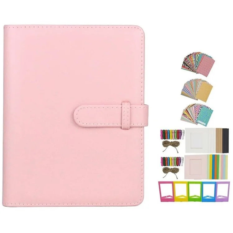 For Instax 3-inch Photos 256 Pockets PU Leather+PVC Album Frame Stickers Set 7-in-1 Accessories Kit