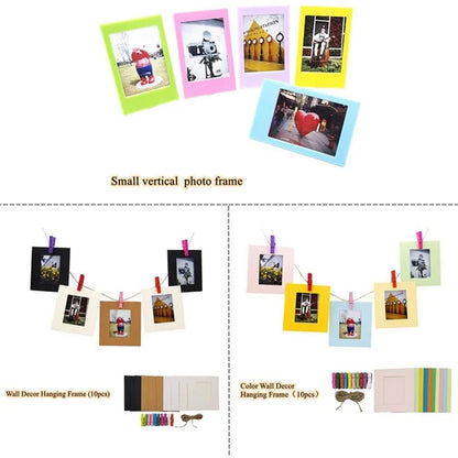 For Instax 3-inch Photos 256 Pockets PU Leather+PVC Album Frame Stickers Set 7-in-1 Accessories Kit