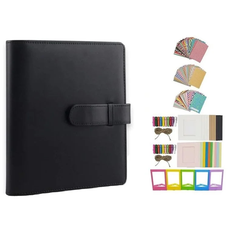 For Instax 3-inch Photos 256 Pockets PU Leather+PVC Album Frame Stickers Set 7-in-1 Accessories Kit
