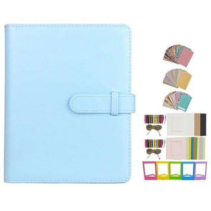For Instax 3-inch Photos 256 Pockets PU Leather+PVC Album Frame Stickers Set 7-in-1 Accessories Kit