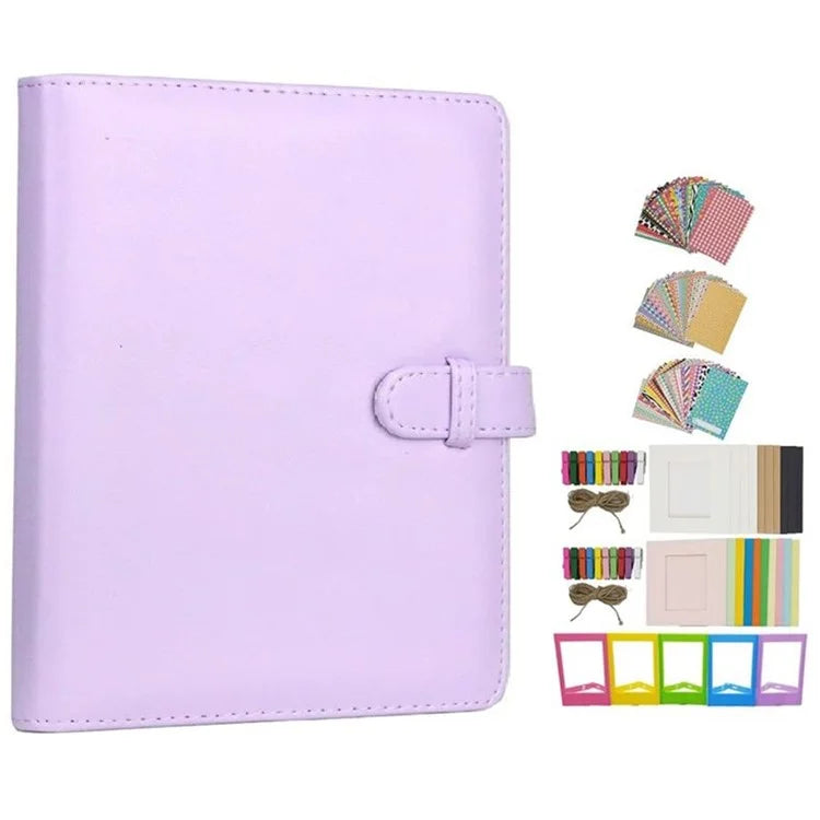 For Instax 3-inch Photos 256 Pockets PU Leather+PVC Album Frame Stickers Set 7-in-1 Accessories Kit