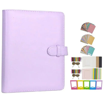 For Instax 3-inch Photos 256 Pockets PU Leather+PVC Album Frame Stickers Set 7-in-1 Accessories Kit