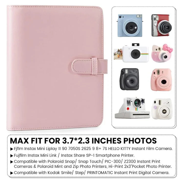 For Instax 3-inch Photos Storage Album 256 Pockets PU Leather Photo Storage Book