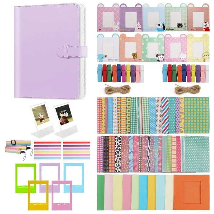 Accessories Kit for Instant Camera Parts with PU Leather Album, Acrylic Photo Frames, Stickers